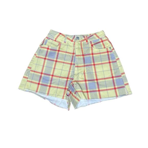 WeWoreWhat Boyfriend Short Plaid Garden Glade Women’s Sz 26 NWT - Picture 2 of 7